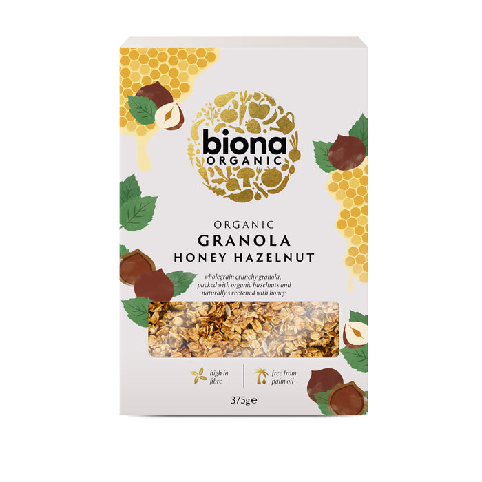 Biona Granola mit Honig und Haselnüssen, 6 x 375 g