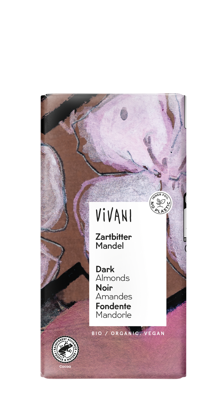 Vivani Dark Chocolate & Almonds Bar 10 x 100g