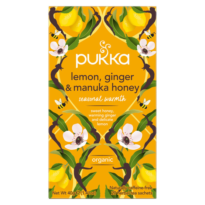 Pukka Lemon, Ginger & Manuka Honey Tea 20 sacs x 4