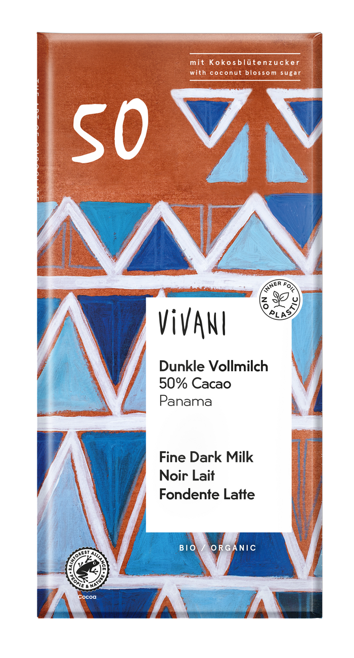 Vivani 50% Cacao Dark Chocolate Bar 10 x 80g