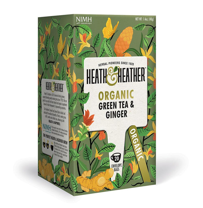 Heath &amp; Heather Bio-Grüntee und Ingwer, 20 Beutel x 6