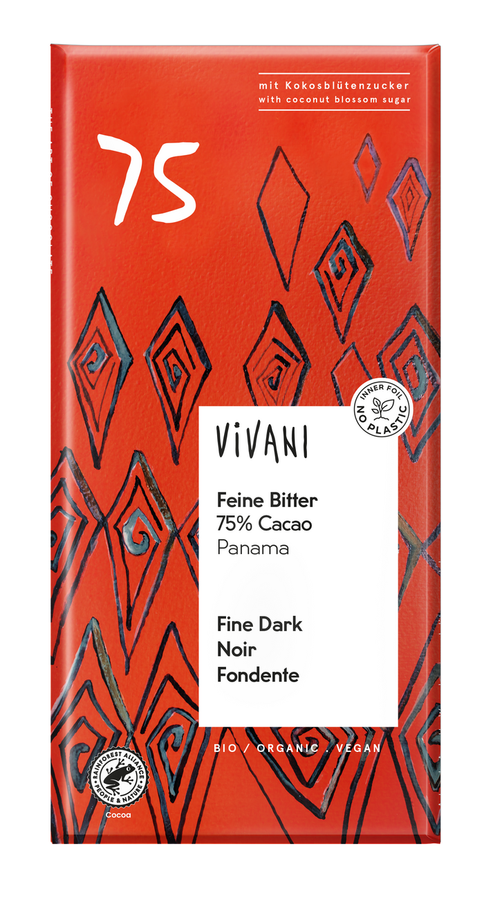 Vivani 75% Cacao Dark Chocolate 10 x 80g