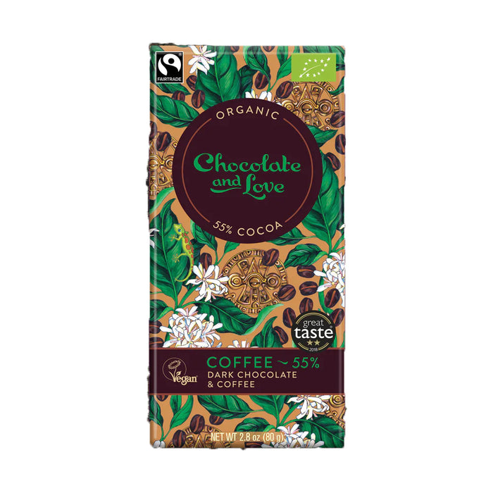 Schokolade & Liebe dunkle Schokoladen- und Kaffeebar 14 x 80g