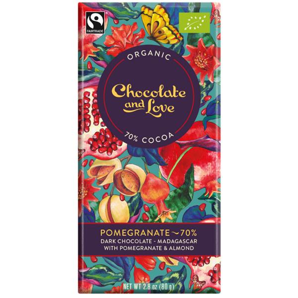 Schokolade & Liebe dunkle Schokoladenpomegranatbar 14 x 80g