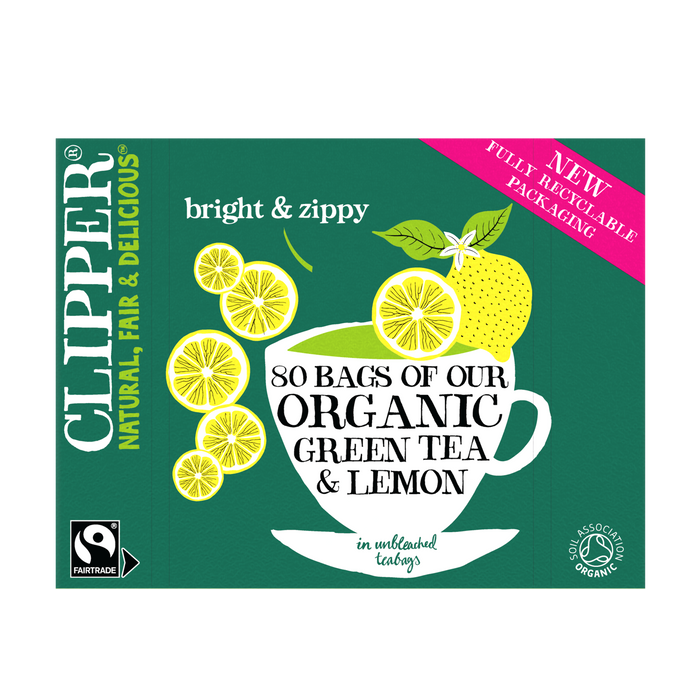 Clipper Organic Green & Lemon Tea 80 sacs x 4