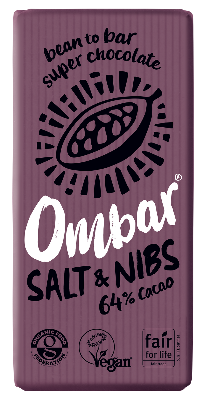 Salt Ombar et Nibs 64% de cacao bar 10 x 70g