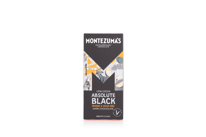 Montezuma's Absolute Black Orange and Cocoa Nibs 12 x 90g