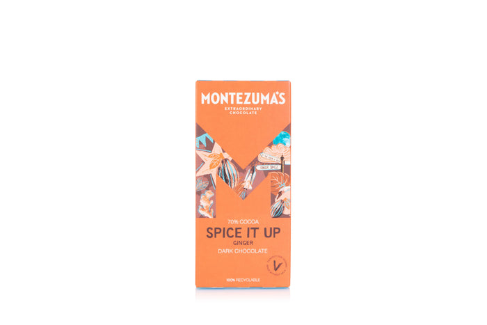 Les 70% de Montezuma Spice It Up Dark Choc & Ginger Bar 12 x 90g