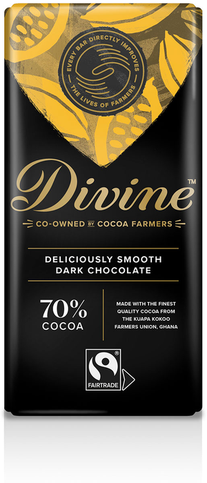 Barre sombre divine à 70% barre de chocolat noir 15 x 90g